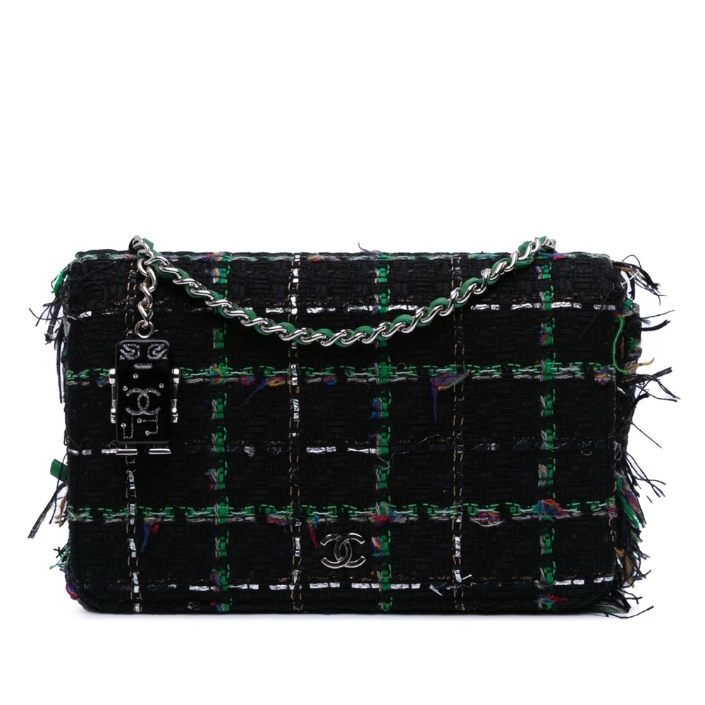 Chanel Black and Green Tweed Shoulder Bag